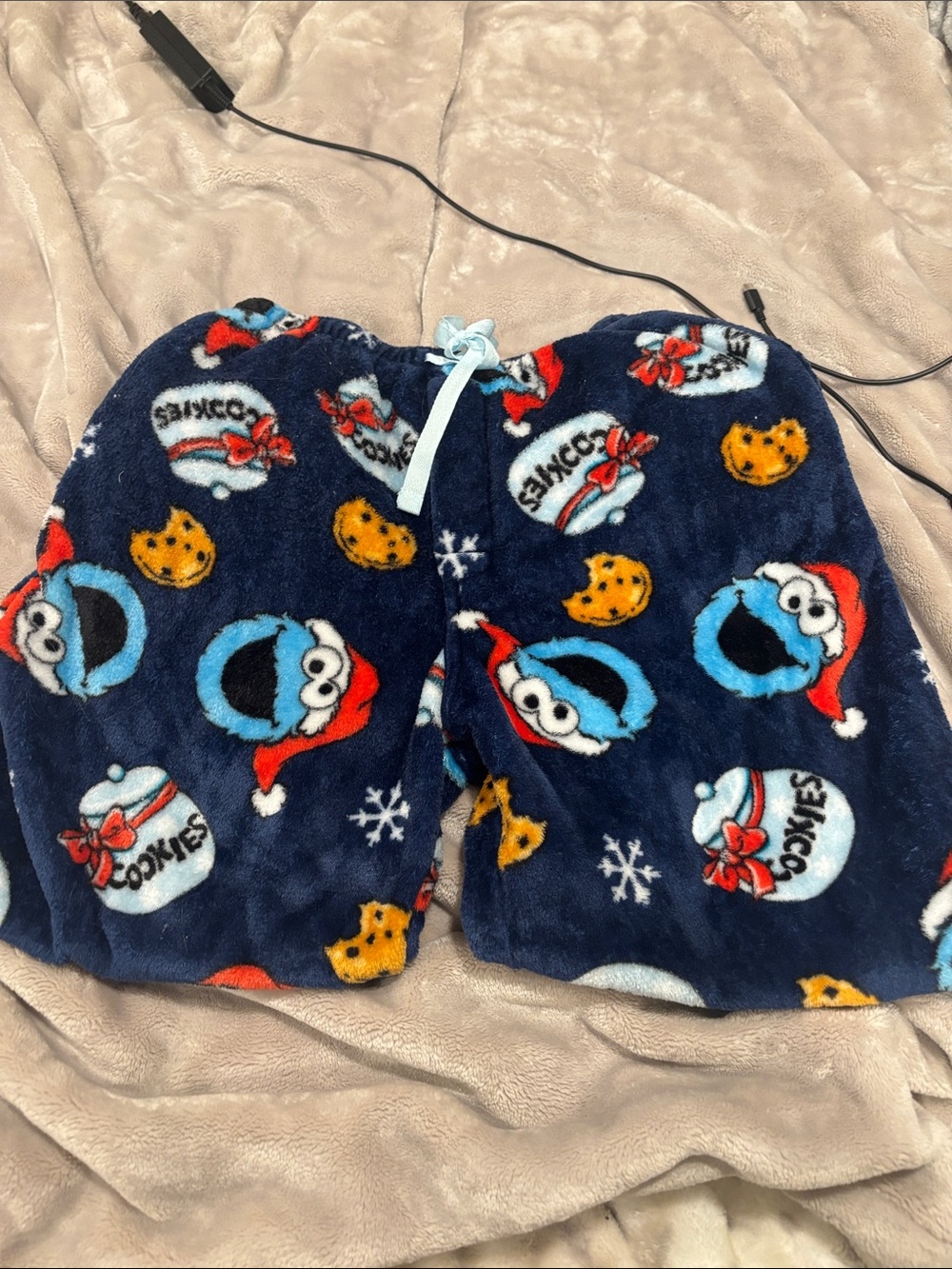 men’s Navy Blue Cookie Monster Plush Pajama Shorts